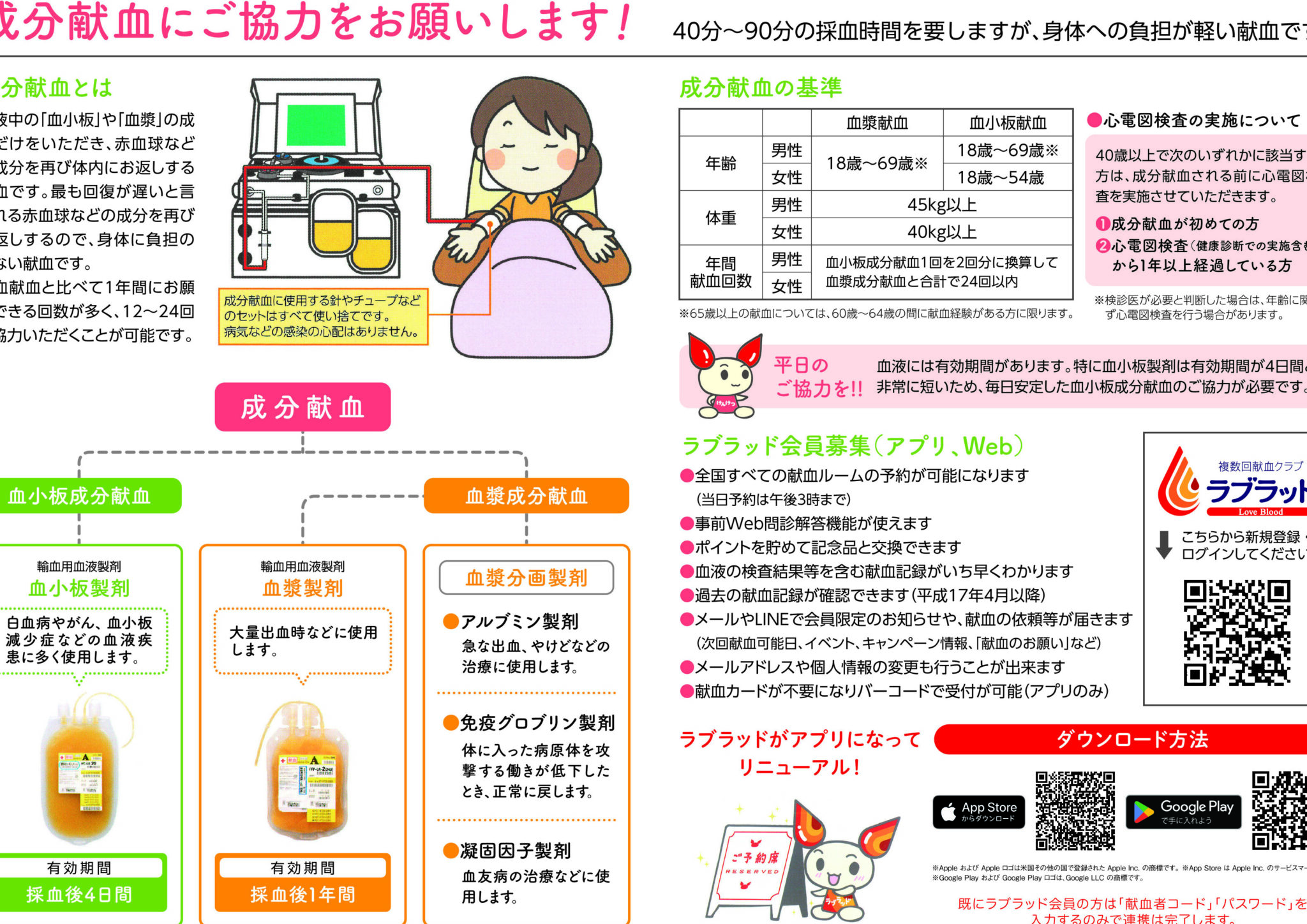 成分献血における血漿と血小板の時間について